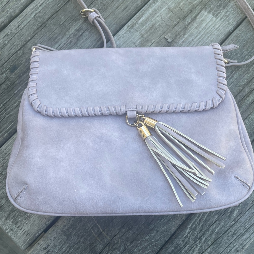 Light lavender soft leather  Cross Body  flap closure